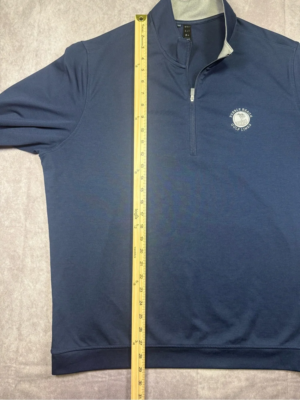 adidas Navy and Gray Pebble Beach Quarter-Zip Pullover Sweater - XL